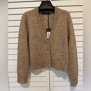 Jenni Kayne Taupe Button-Front V-Neck Knit Cardigan
